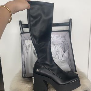 Name Wolfe Impact Black Knee High Platform Boots